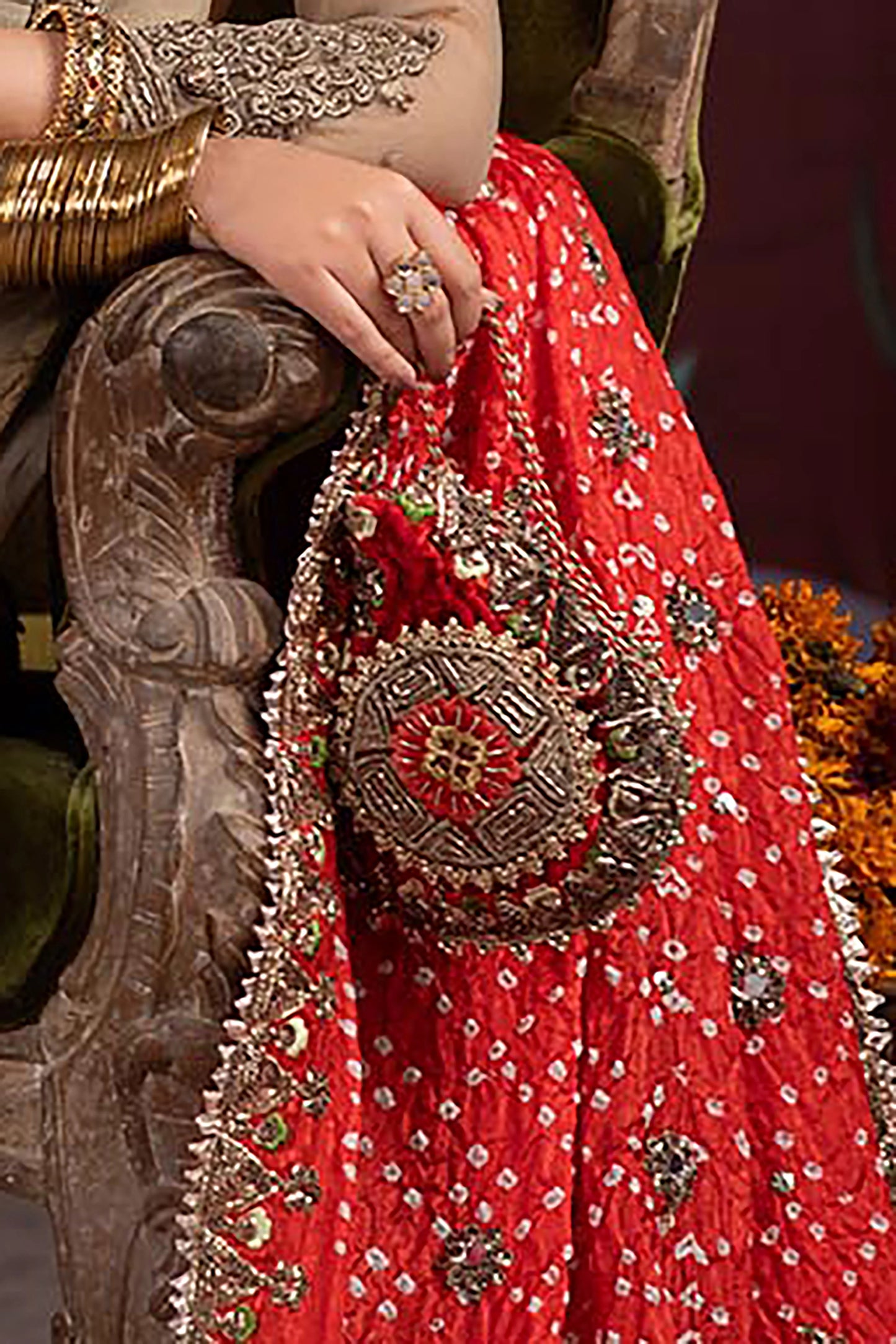 Silk Chunnari dupatta with delicate embellishments