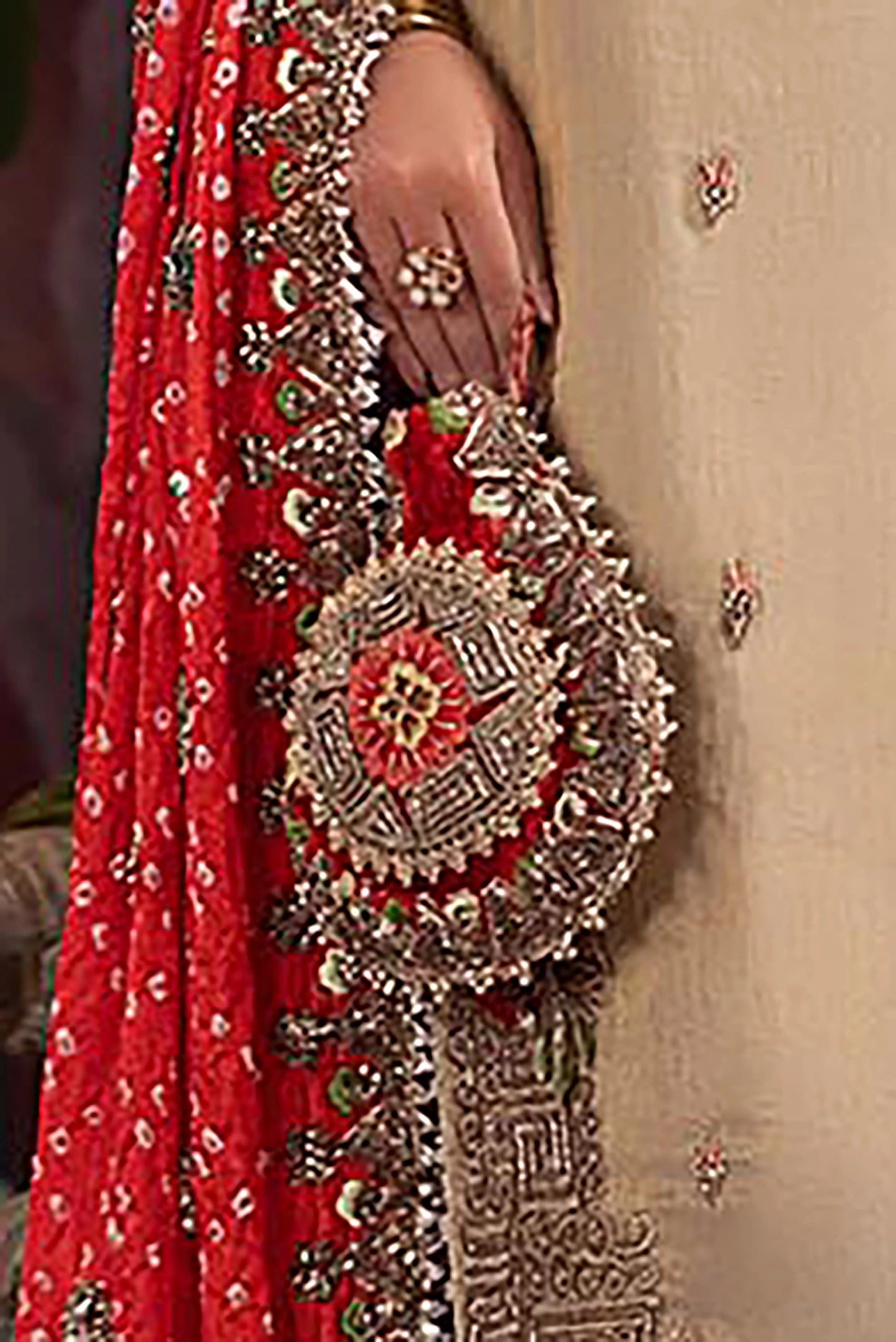 Silk Chunnari dupatta with delicate embellishments - Pakistani dress in USA