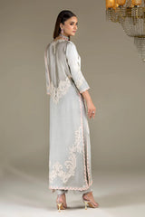 P-293 - Gray embroidered long shirt with palazzo