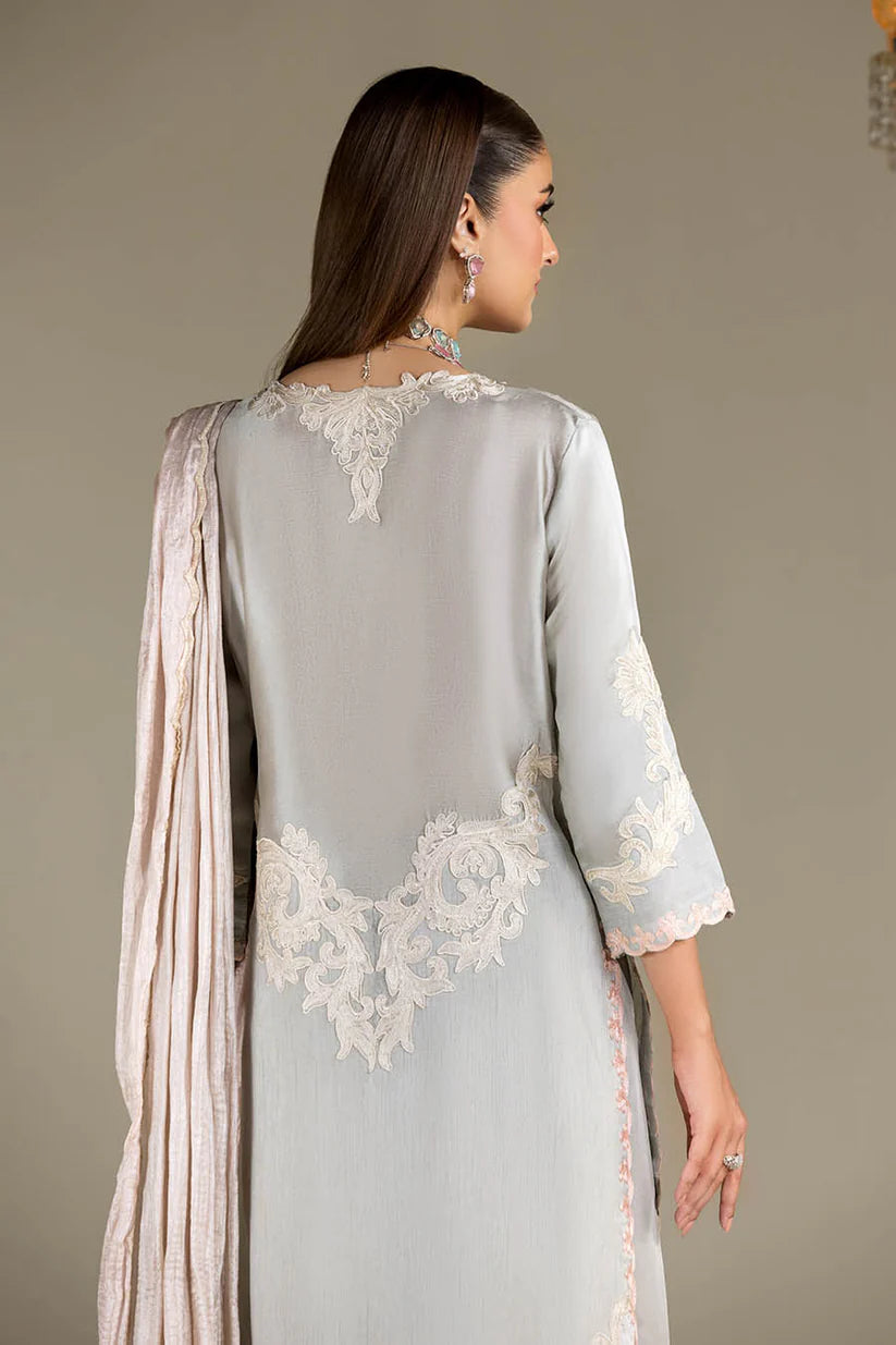 P-293 - Gray embroidered long shirt with palazzo
