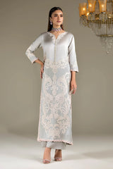 P-293 - Gray embroidered long shirt with palazzo