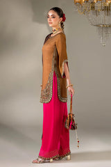 P-295 - Mustard and Red Farshi Salwar Kameez - Embroidered