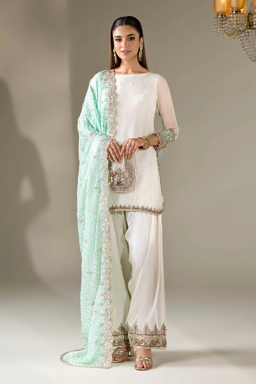 P-294 - White Embroidered Farshi Salwar Kameez