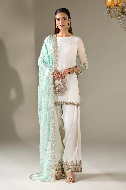P-294 - White Embroidered Farshi Salwar Kameez