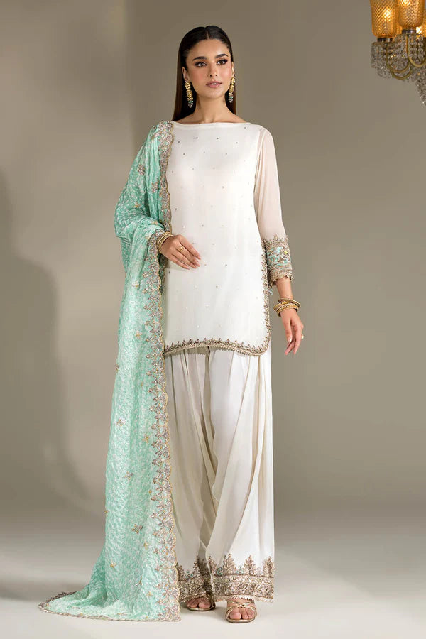 P-294 - White Embroidered Farshi Salwar Kameez