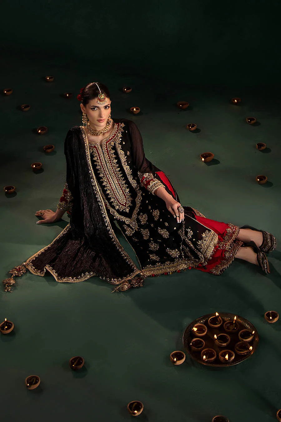 P-301 - Black long shirt with Red Trouser pants
