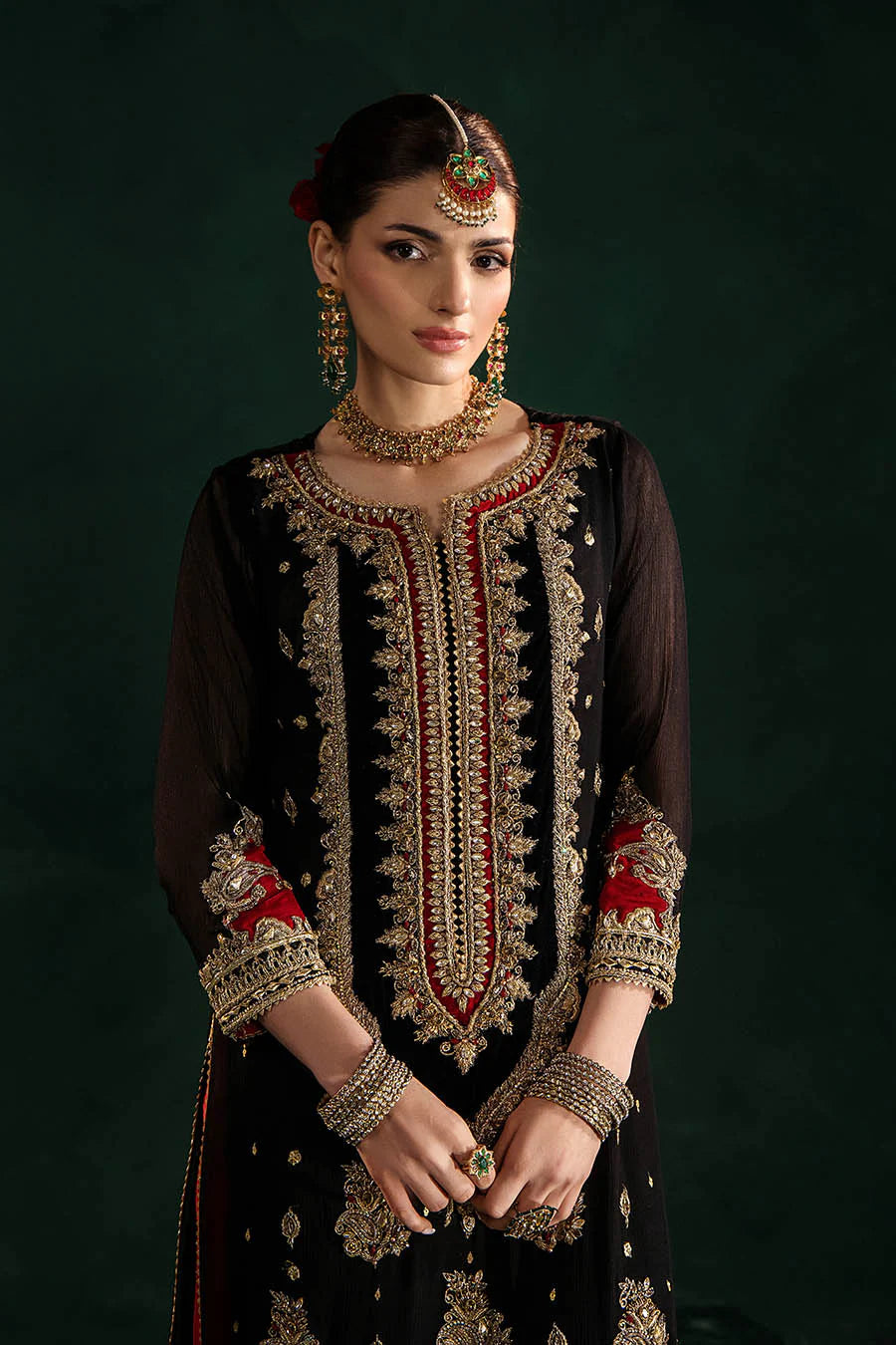 P-301 - Black long shirt with Red Trouser pants