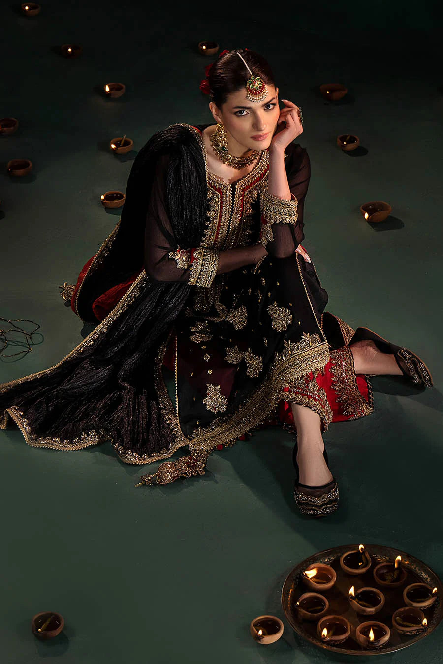 P-301 - Black long shirt with Red Trouser pants