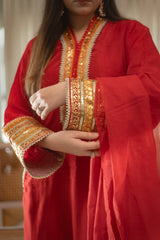 MSP 301 - Red Farshi Silk 3-Piece Outfit