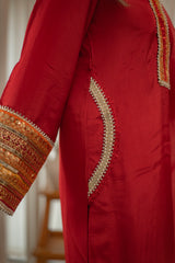 MSP 301 - Red Farshi Silk 3-Piece Outfit