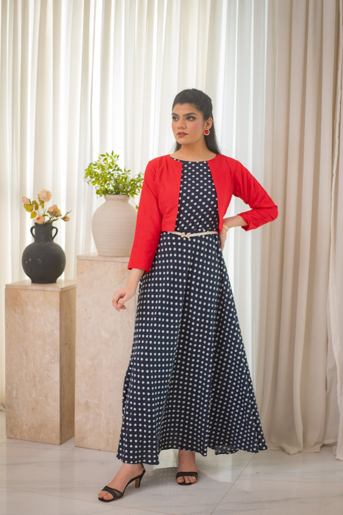 MSP-103 Polka Dot frock with Jacket