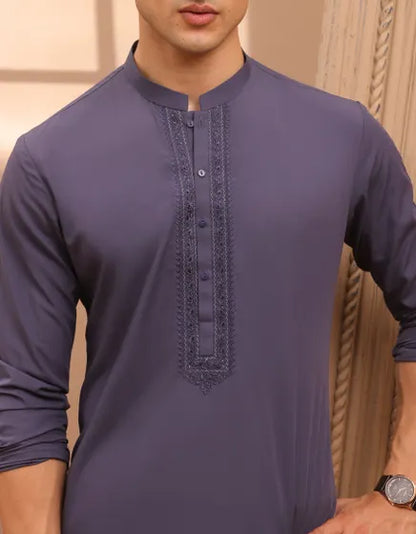 PIGEON BLUE BLENDED KURTA PAJAMA j.