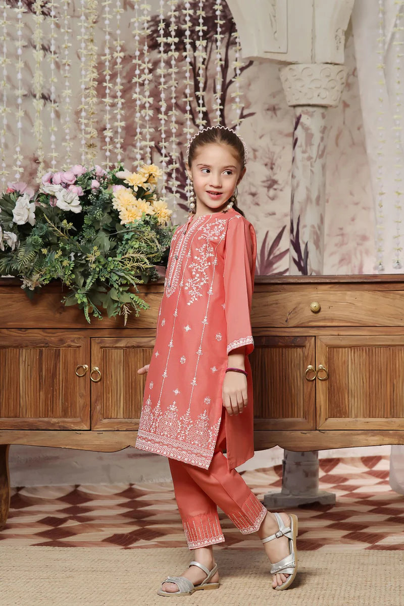 Peach Gul kurta with sequins embroidery for girls, USA-based store