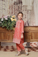 Peach Gul kurta with sequins embroidery for girls, USA-based store