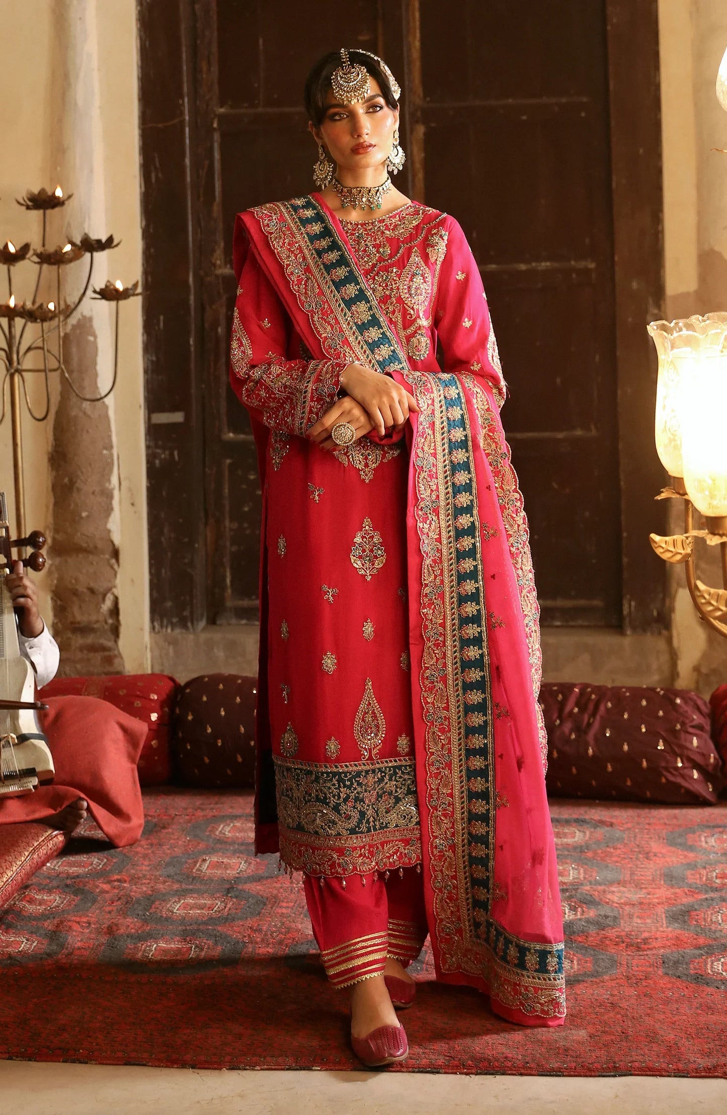 EA-Saanvi 3PC stitched chiffon suit front view