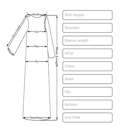 size chart of hand embroidery on Pakistani Indian bridal lehenga set