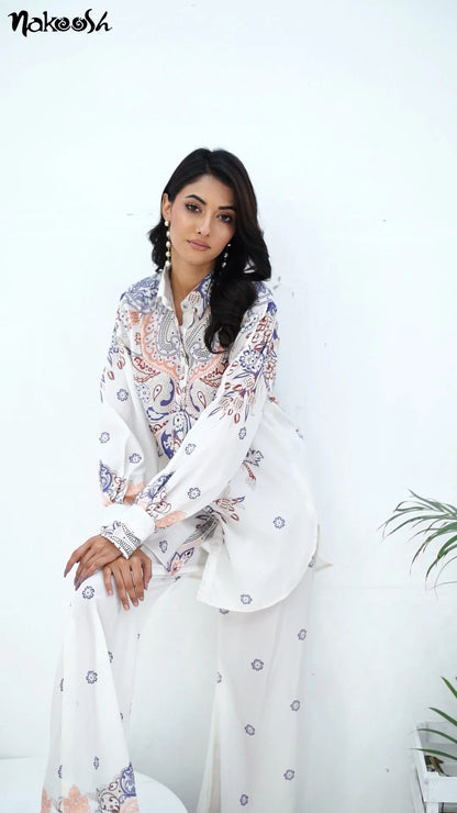 White Printed 2Pc Suit | Women's Collection | Mahaba Studio