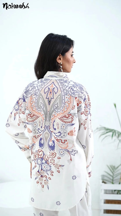 Mahaba Studio white printed casual wear suit