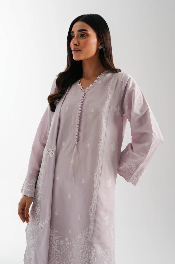 Stitched 3 Piece Embroidered Lawn Chikankari Suit
