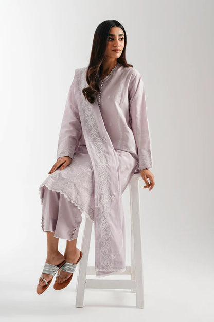 Stitched 3 Piece Embroidered Lawn Chikankari Suit