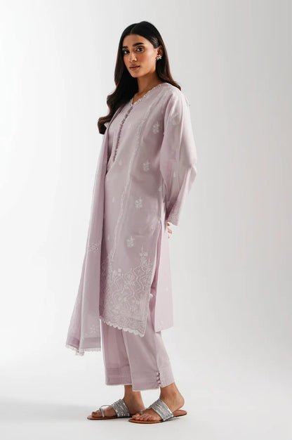 Stitched 3 Piece Embroidered Lawn Chikankari Suit