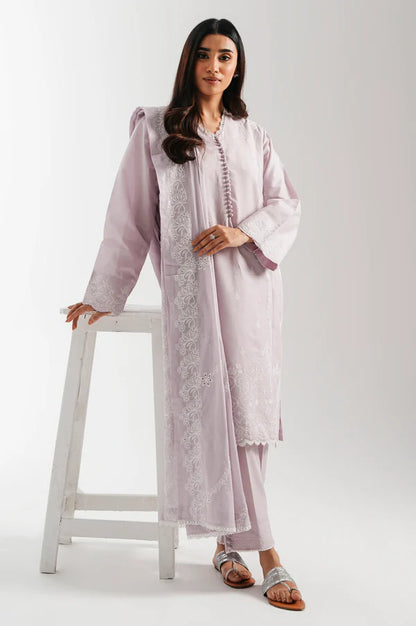 Stitched 3 Piece Embroidered Lawn Chikankari Suit