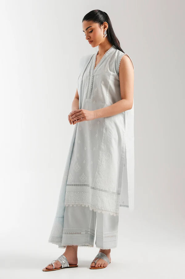 Stitched 3 Piece Embroidered Lawn Chikankari Suit