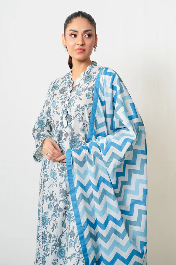 Stitched 3 Piece Digital Printed Lawn Suit