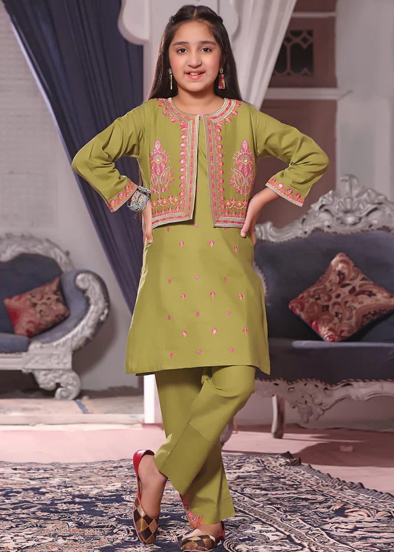 Front view of Dhani-Koti-Style Girls Eastern Kurta Set