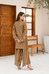 NF-6623 Mehndi Silk Stitched 2Pc Suit
