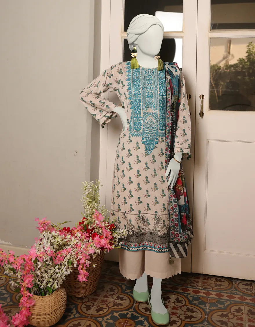 MULTICOLOR LAWN 3PC EMBROIDERED STITCHED