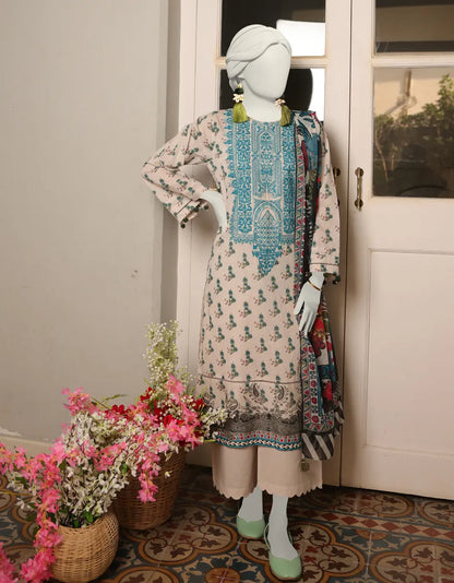 MULTICOLOR LAWN 3PC EMBROIDERED STITCHED