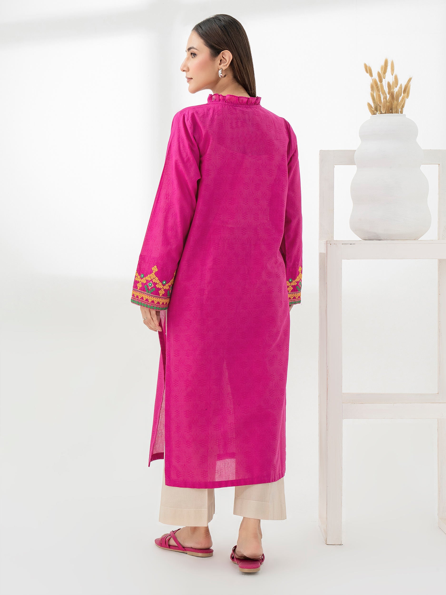 back-look-Jacquard-Shirt-Embroidered-Pret-pink