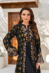NF-6454 Black Jacquard Stitched Dress