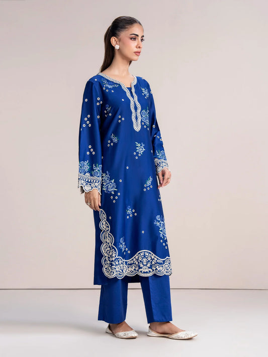 2 Piece Satin Suit- Embroidered (Pret)