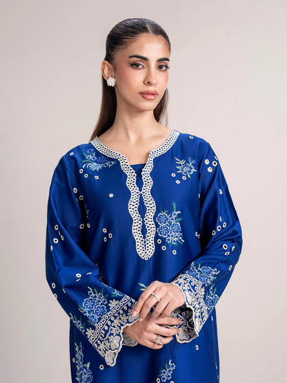 2 Piece Satin Suit- Embroidered (Pret)