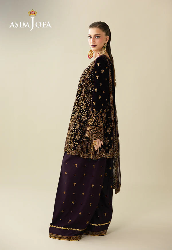 AJULM-02 Embroidered Velvet stitched 3 Pcs