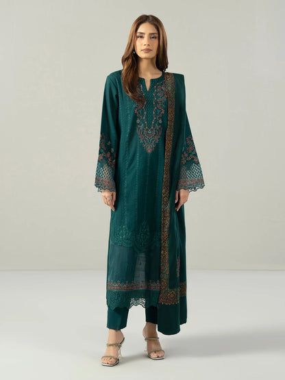 3-Piece Slub Khaddar Suit- Embroidered (Pret)