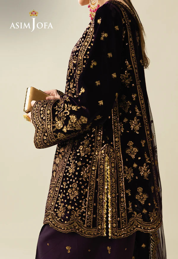 AJULM-02 Embroidered Velvet stitched 3 Pcs