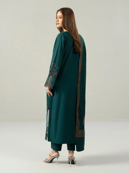 3-Piece Slub Khaddar Suit- Embroidered (Pret)