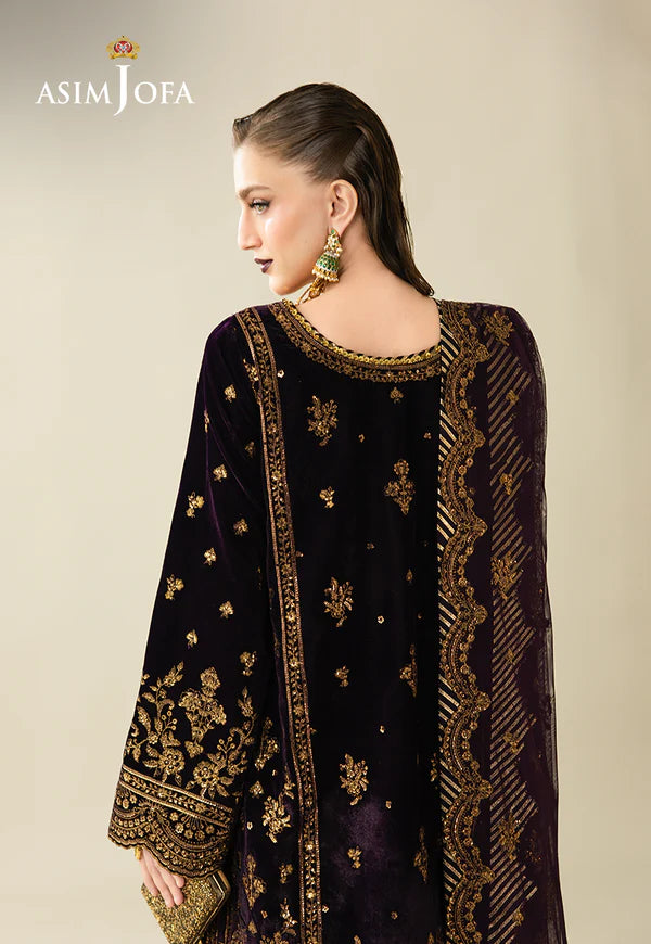 AJULM-02 Embroidered Velvet stitched 3 Pcs