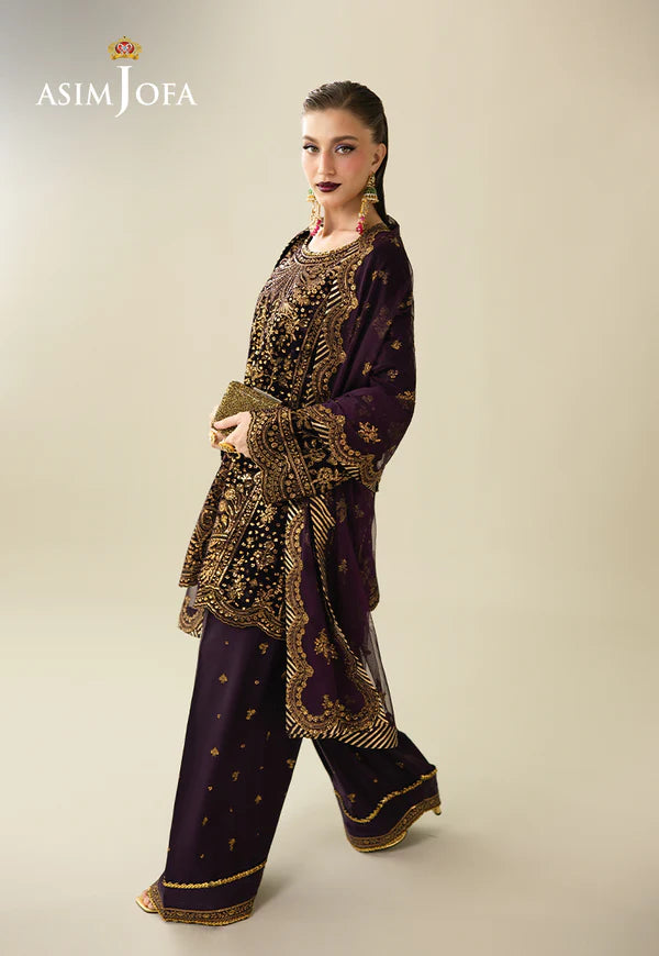 AJULM-02 Embroidered Velvet stitched 3 Pcs