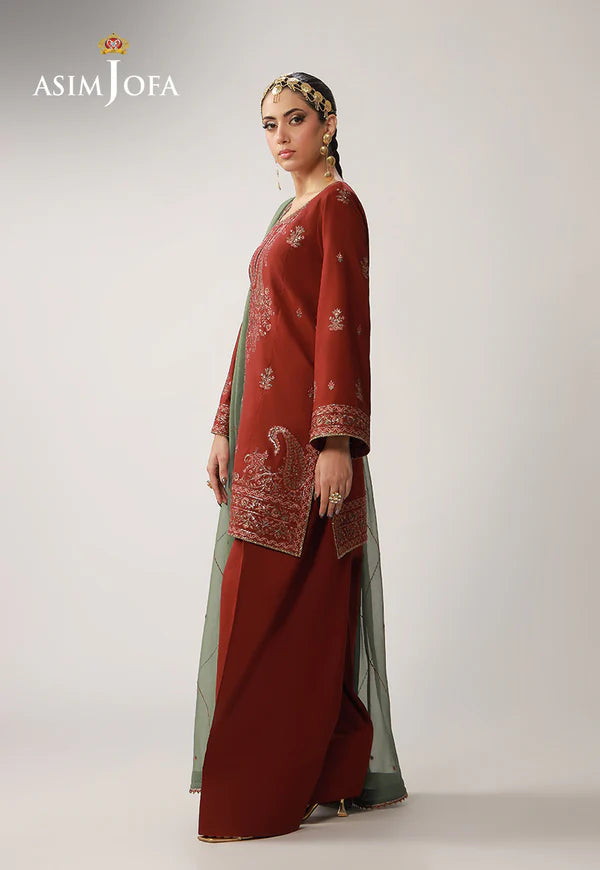 AJULO-05 Embroidered Boski Silk  stitched 3 Pcs