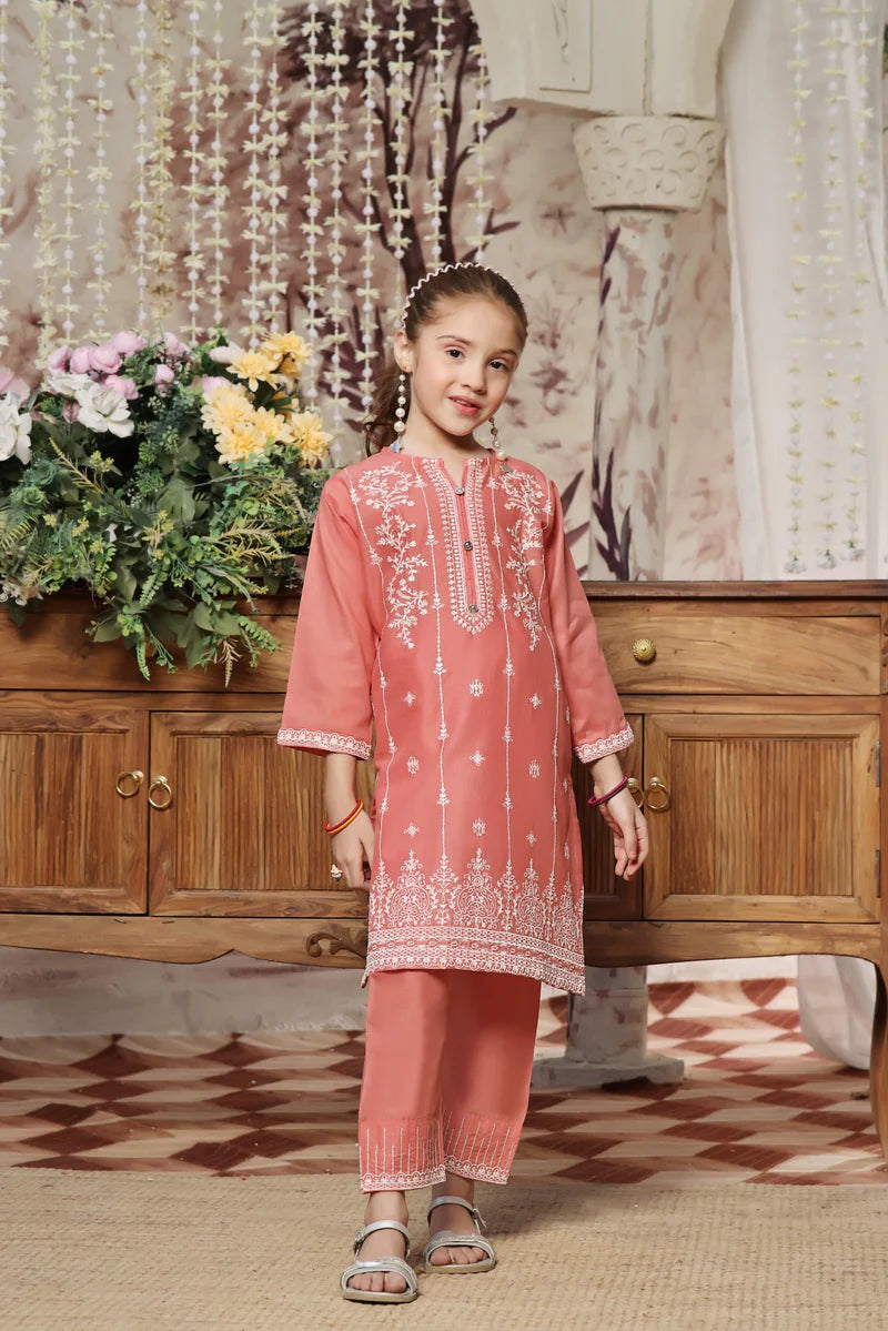 Traditional peach eastern wear kurta set with sequins embroidery