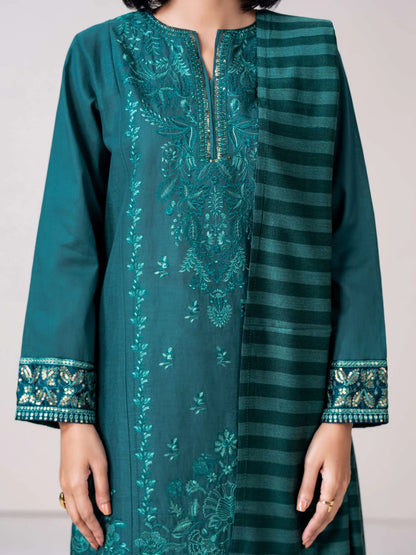 3 Piece Khaddar Suit- Embroidered (Pret)