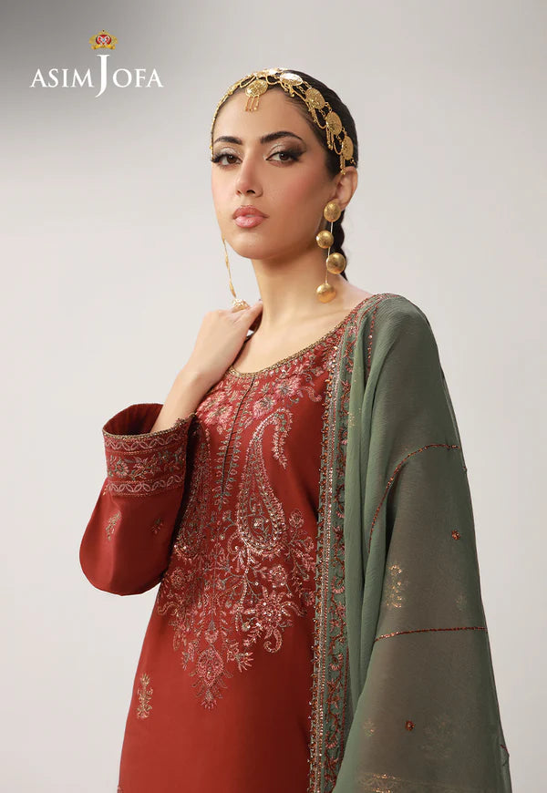 AJULO-05 Embroidered Boski Silk  stitched 3 Pcs