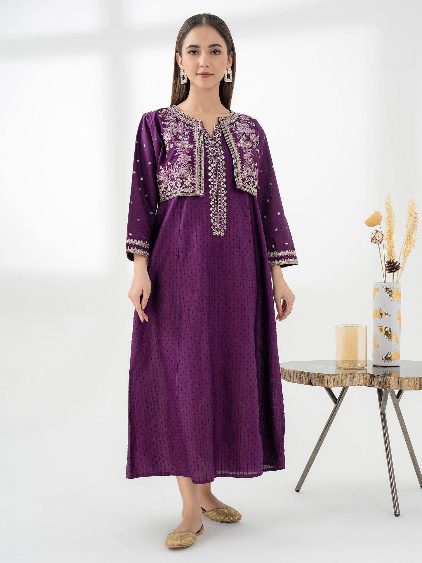 front-Jacquard-Shirt-With-Bolero-Embroidered-Pret