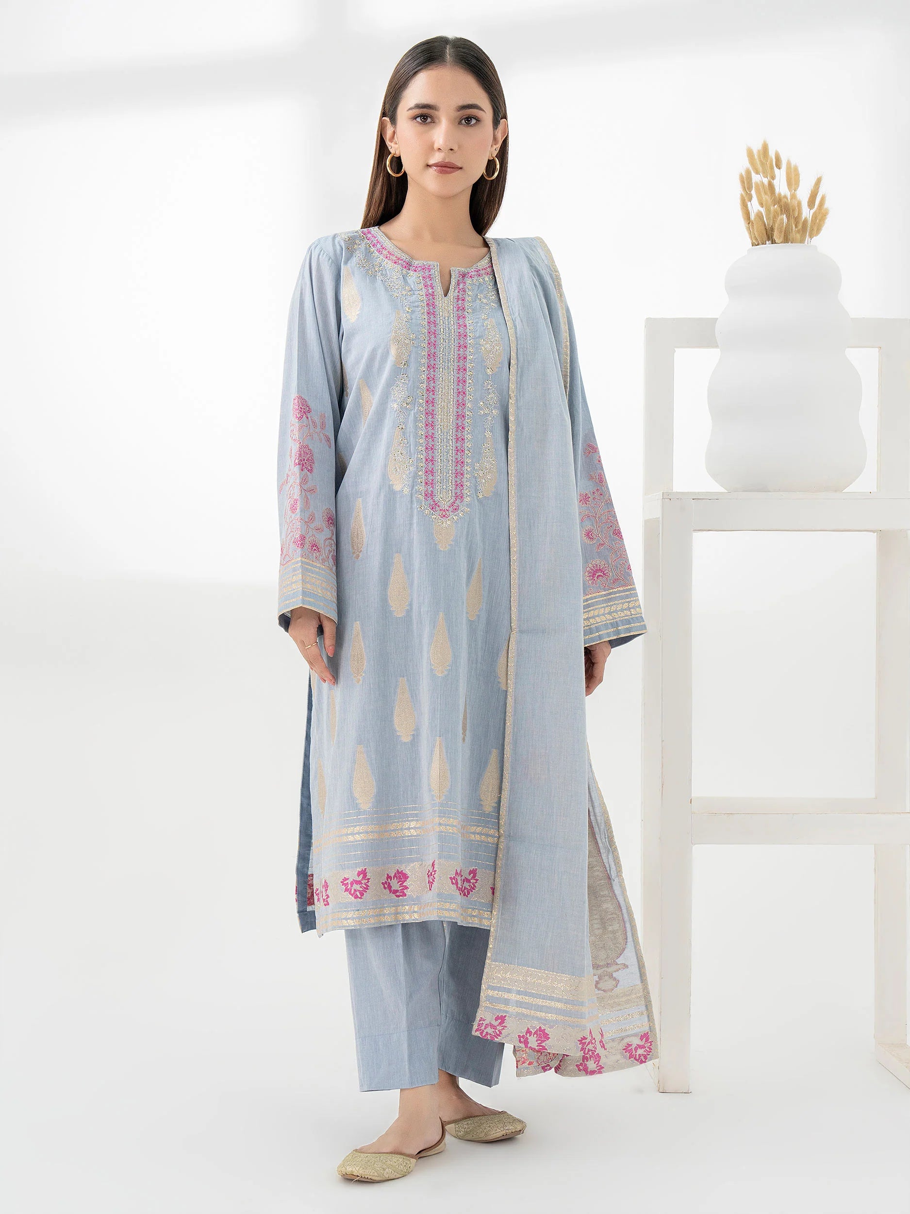 front-look-3-Piece-Jacquard-Suit-Embroidered-Pret