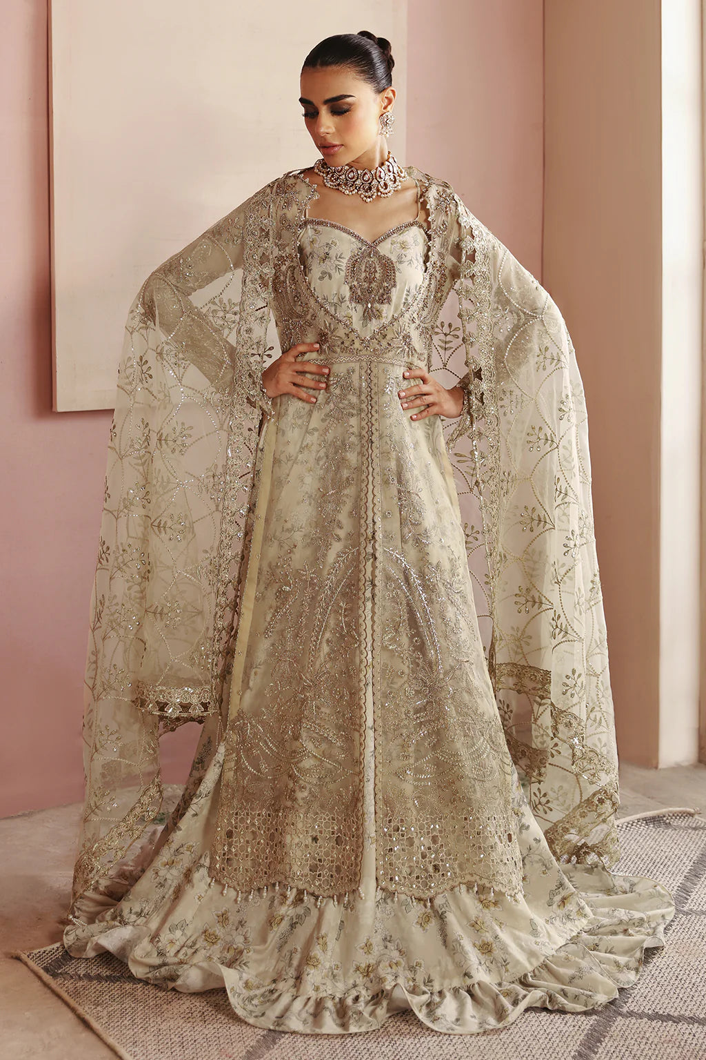 full-front-E-202-Embroidered-Organza-Gown-with-Dupatta