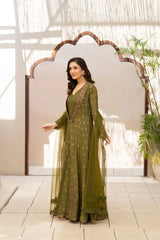 NF-65400 Olive Jacquard Coat With Inner